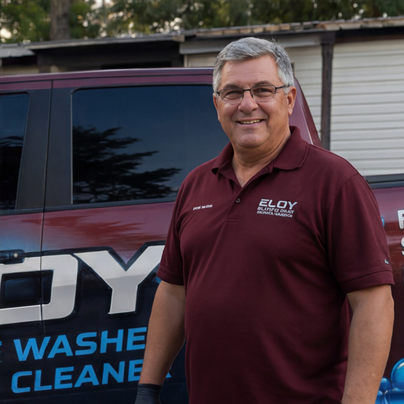 Owner of Eloy Pressure Washer in front of company truck in Augusta GA